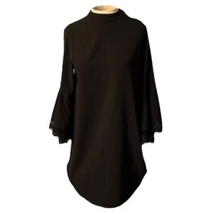 Zara Basic Collection Tunic/Dress in solid black  with wide flare sleeve